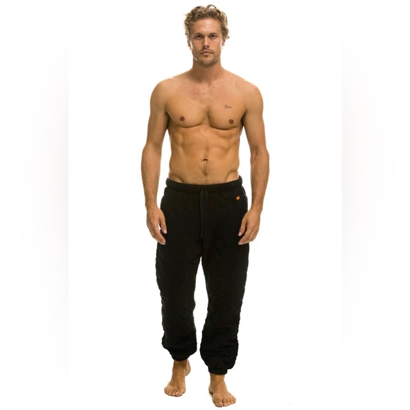 Aviator Nation Other - AVIATOR NATION Black Quilted Joggers Cozy Sweatpants